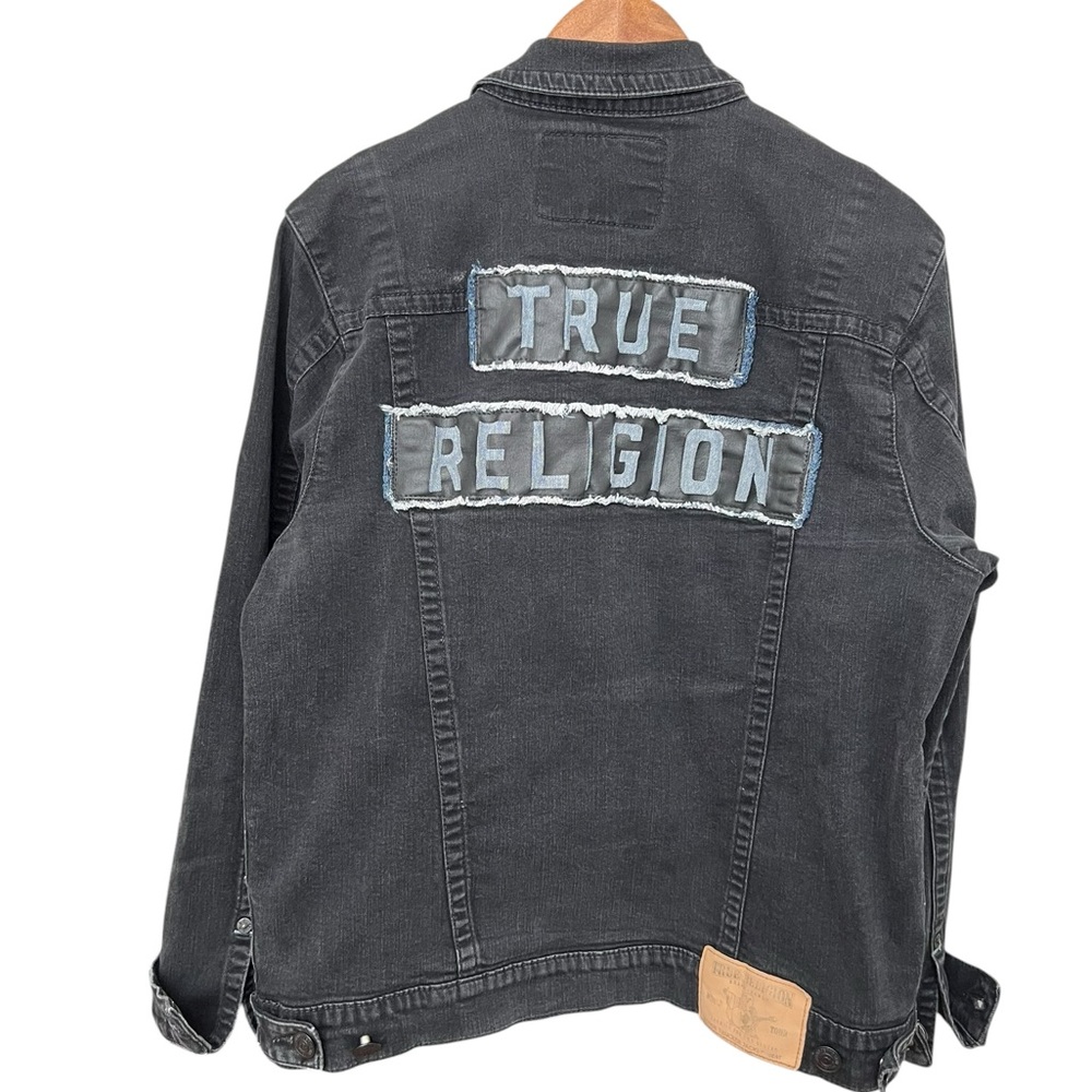 True Religion Black Denim Jacket Trucker Streetwear Size XL - Picture 10 of 10